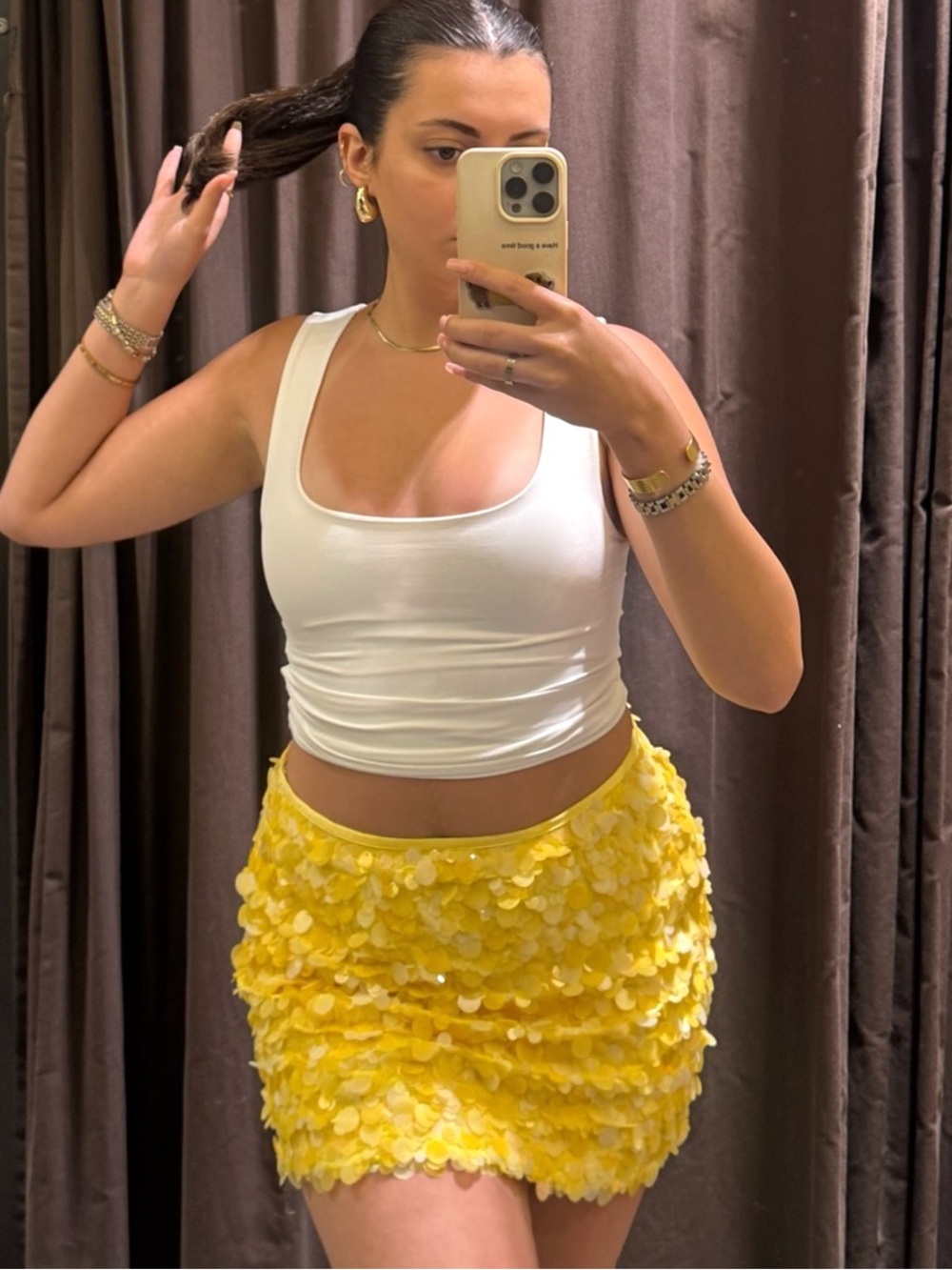 ZARA Yellow Sequin Skirt